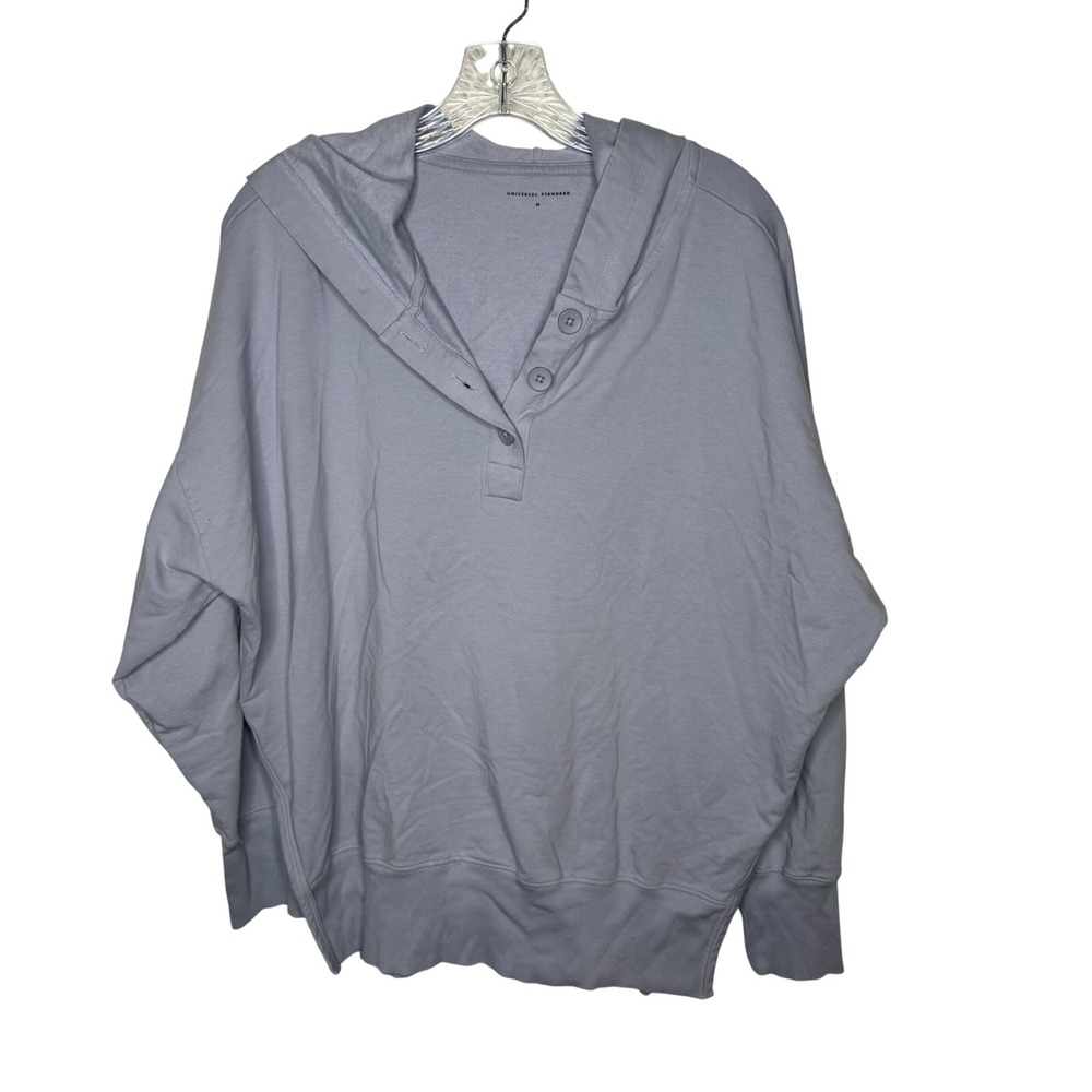 Universal Standard Light Purple Pima Cotton Blend Henley Hoodie Sweatshirt‎ M